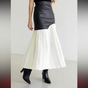 Faux Leather Pleated Skirt